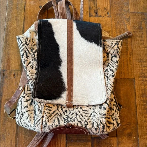 Myra Bag | Bags | Myra Bag Black And White Cowhide Backpack  display picture 1